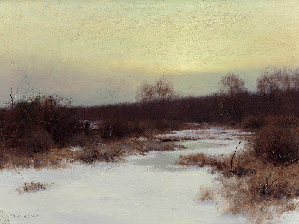 Snow Scene At Twilight By Bruce Crane Fine Art Print