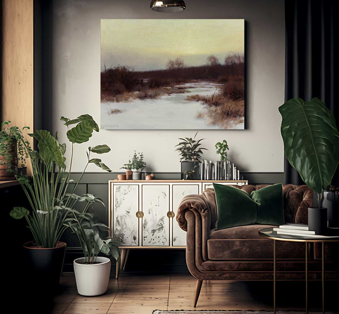 Snow Scene At Twilight By Bruce Crane Fine Art Print