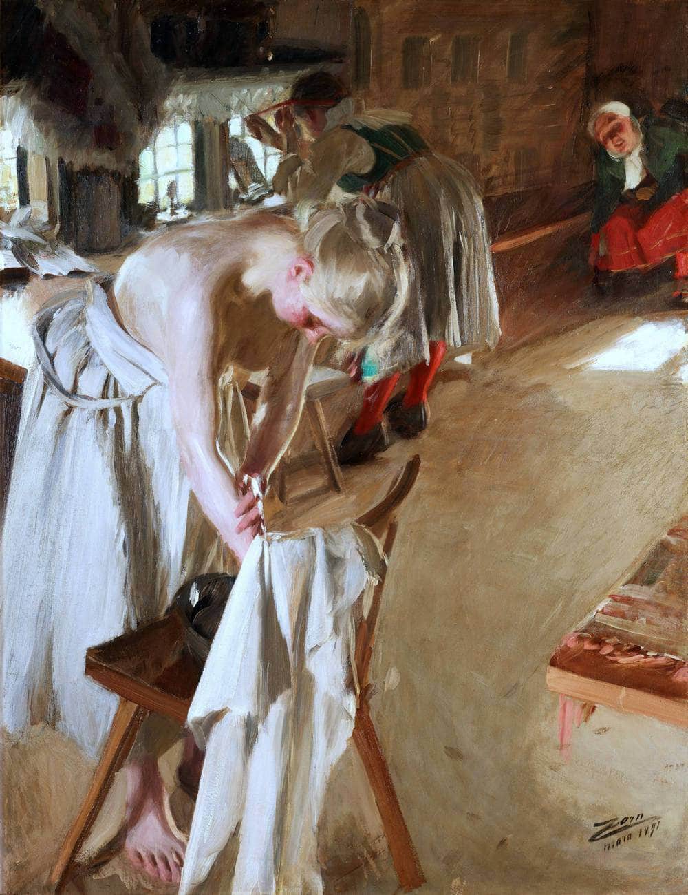 Sondagsmorgon Painting Anders Zorn Canvas Art Fine Art Print