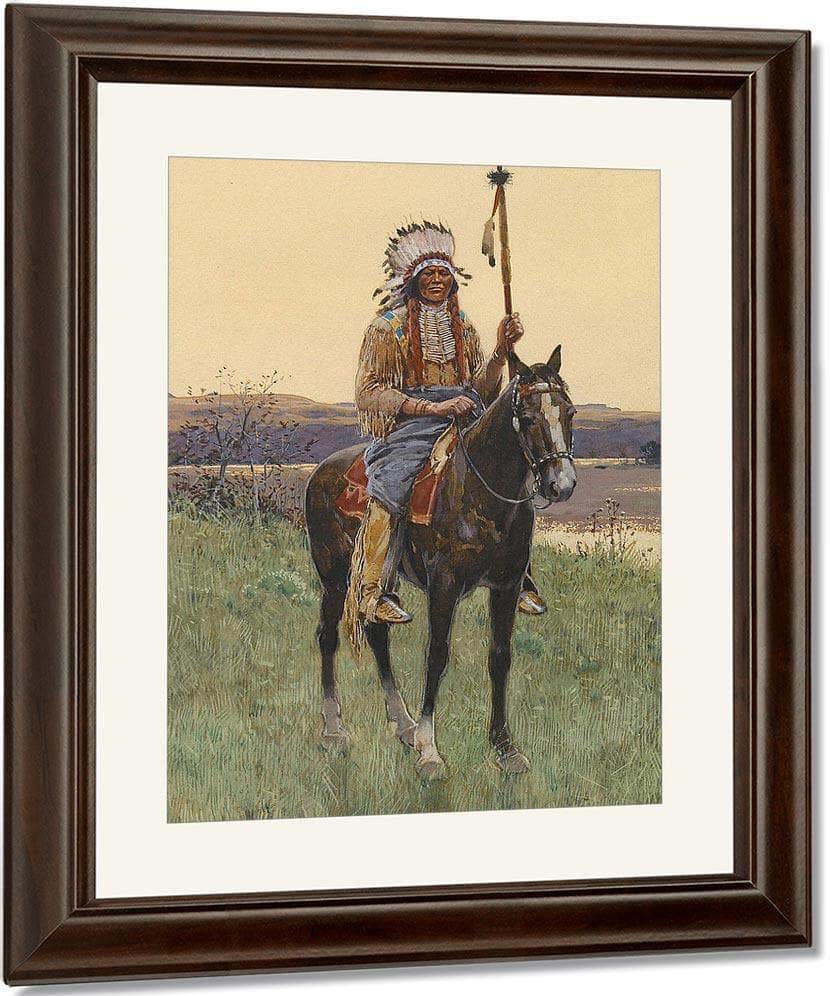 Southern Plains Indian Warrior, 1894 By Henry F. Farny Fine Art Print