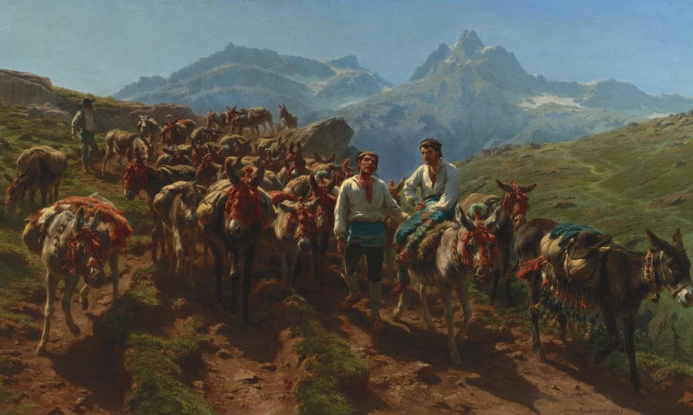 Spanish Muleteers Crossing The Pyrenees By Rosa Bonheur Fine Art Print