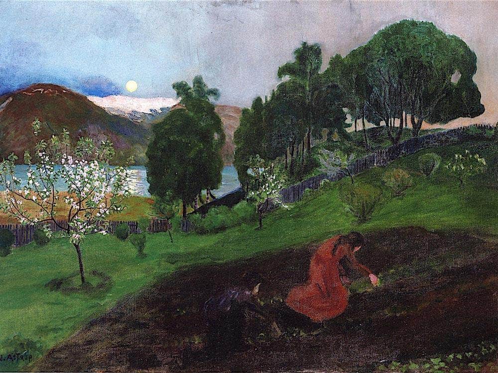 Spring Night In The Garden By Nicolai Astrup Fine Art Print