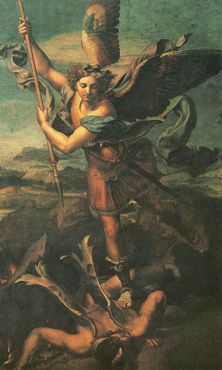 St By Michael And Satan By Raphael Fine Art Print