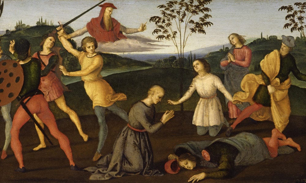 St. Jerome Saving Sylvanus And Punishing The Heretic Sabianus By Raphael Fine Art Print