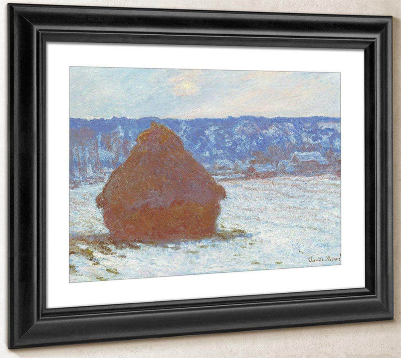Stack Of Wheat (Snow Effect Overcast Day) By Monet Claude Fine Art Print