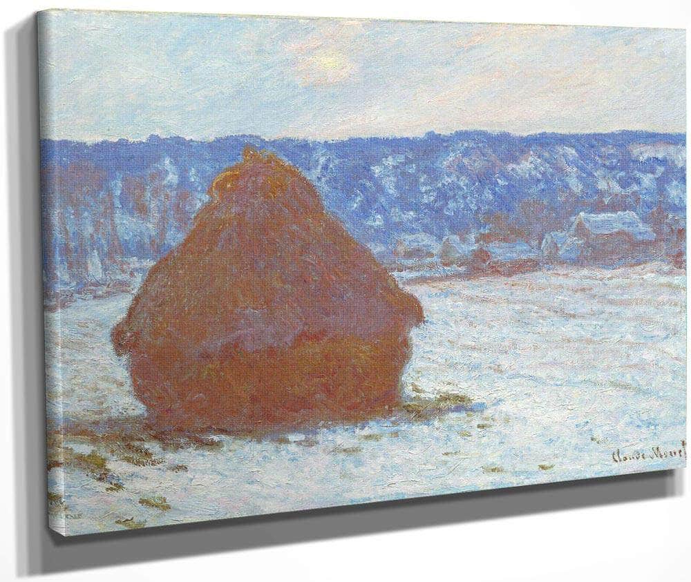 Stack Of Wheat (Snow Effect Overcast Day) By Monet Claude Fine Art Print