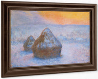 Stacks Of Wheat (Sunset Snow Effect) By Monet Claude Fine Art Print