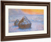 Stacks Of Wheat (Sunset Snow Effect) By Monet Claude Fine Art Print
