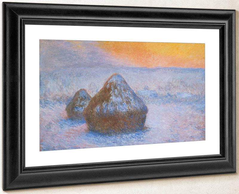 Stacks Of Wheat (Sunset Snow Effect) By Monet Claude Fine Art Print