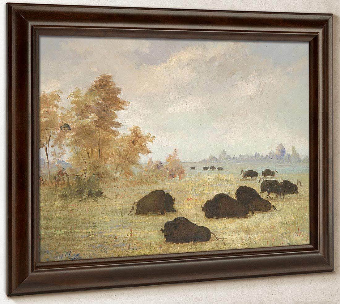 Stalking Buffalo, Arkansas By George Catlin Fine Art Print