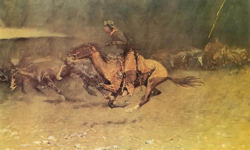 Stampeded By Lightning Aka The Stampede By Frederic Remington Fine Art Print