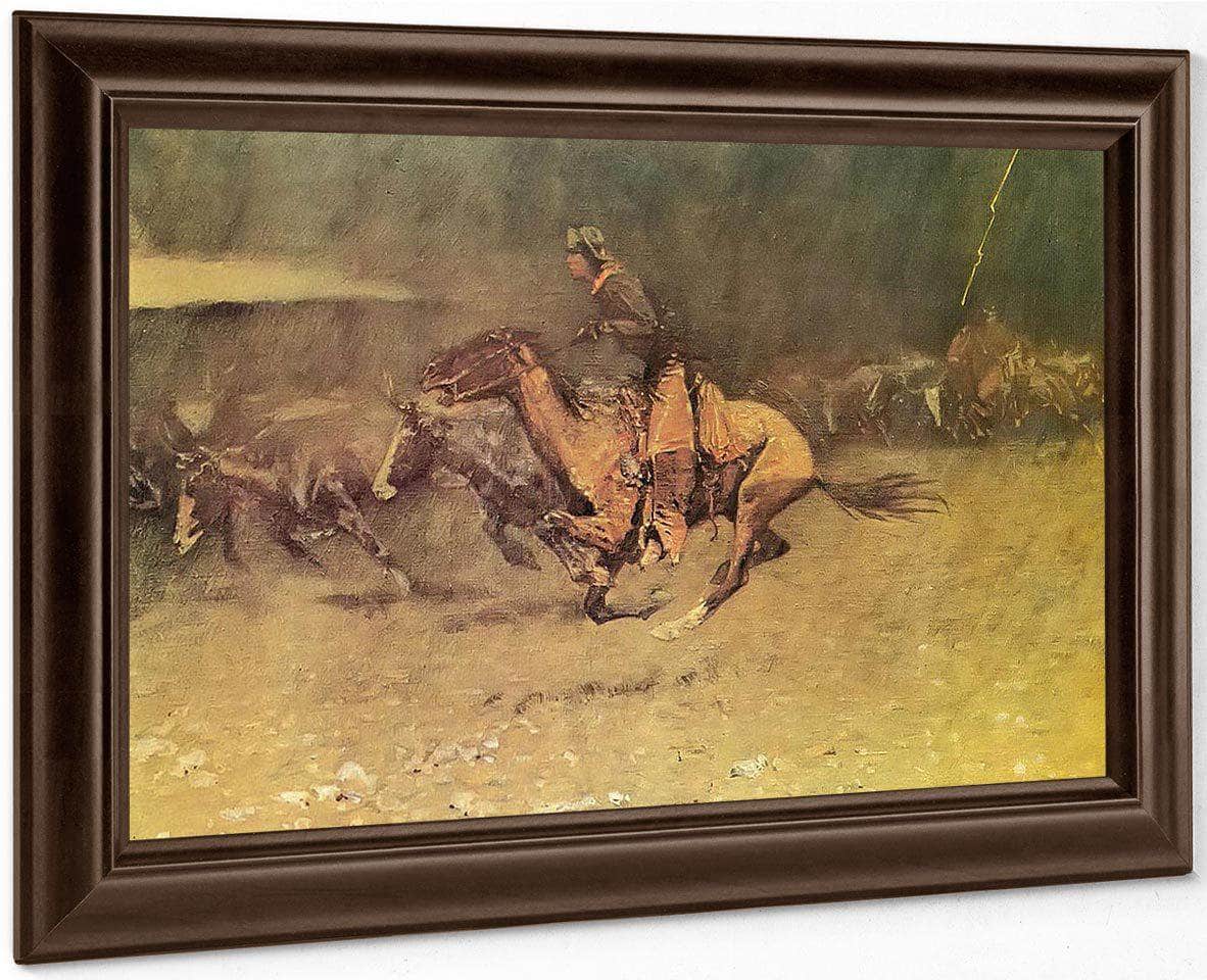 Stampeded By Lightning Aka The Stampede By Frederic Remington Fine Art Print