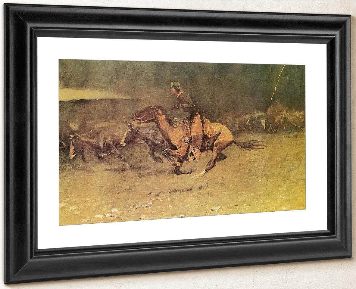 Stampeded By Lightning Aka The Stampede By Frederic Remington Fine Art Print
