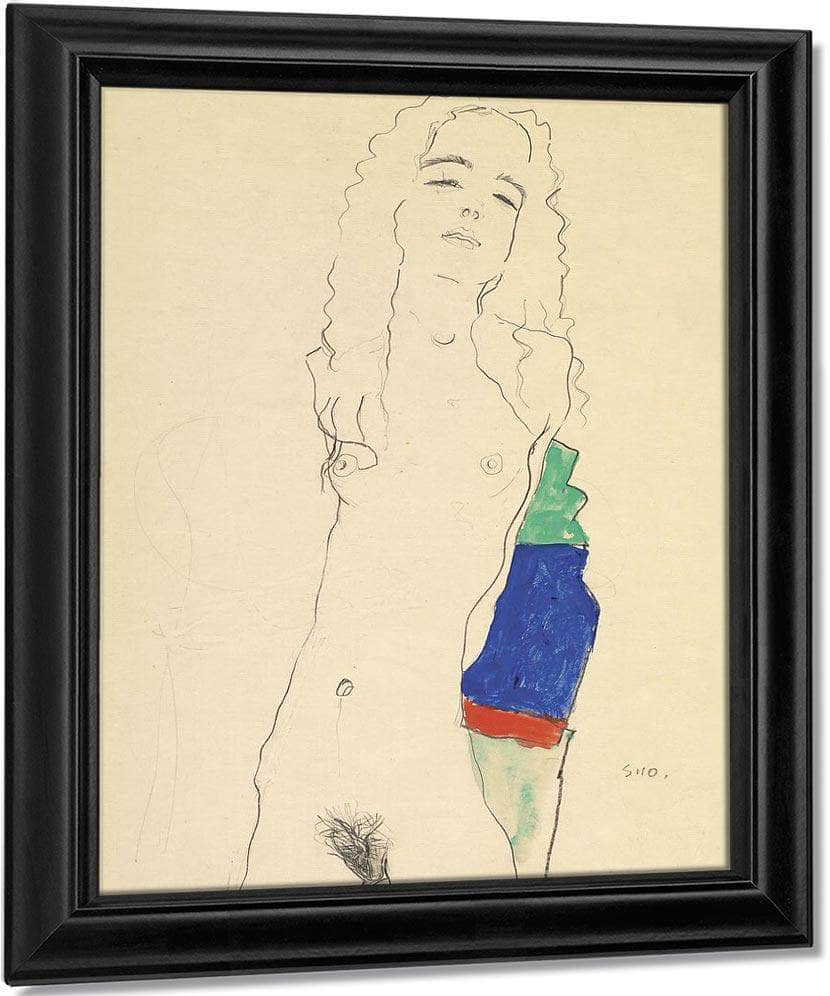 Standing Female Nude By Egon Schiele Fine Art Print