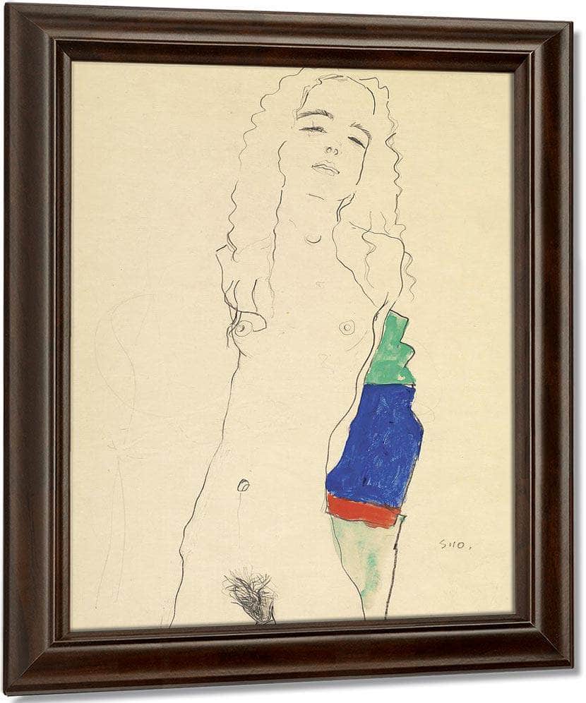 Standing Female Nude By Egon Schiele Fine Art Print