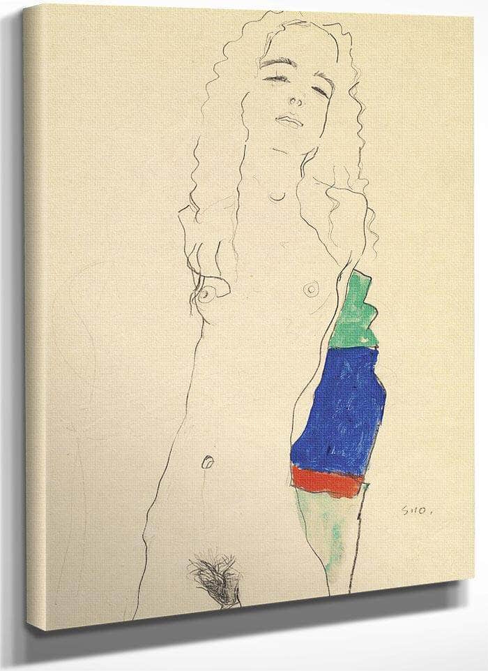 Standing Female Nude By Egon Schiele Fine Art Print