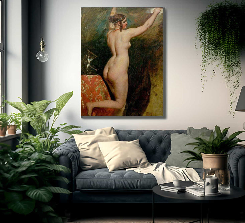 Standing Female Nude With Helmet By William Etty Fine Art Print