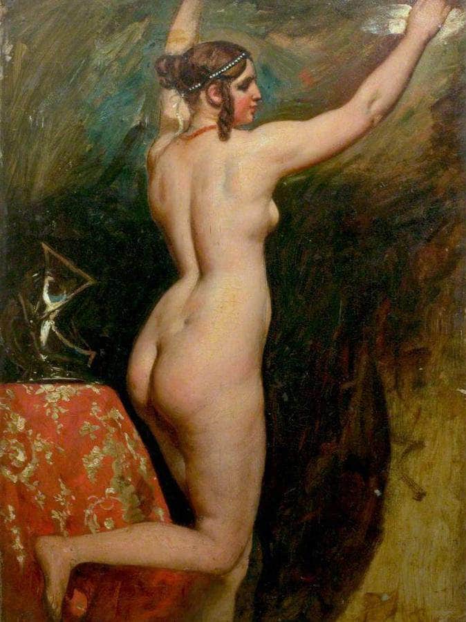 Standing Female Nude With Helmet By William Etty Fine Art Print