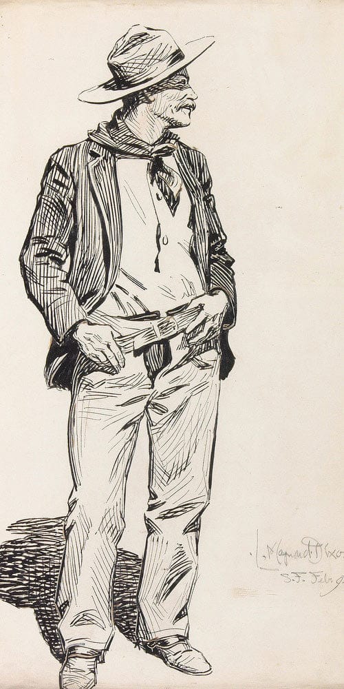 Standing Gentleman 1895 By Maynard Dixon Fine Art Print