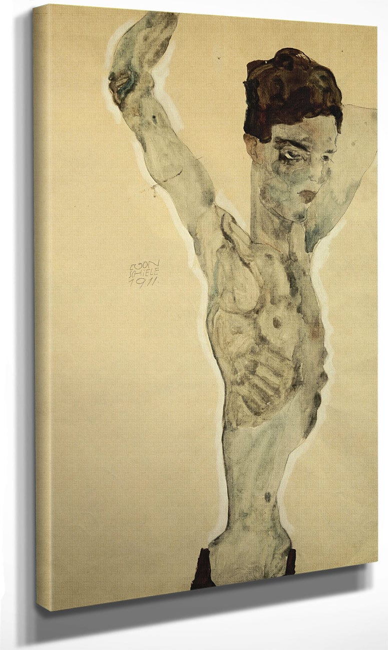 Standing Male Nude By Egon Schiele Fine Art Print