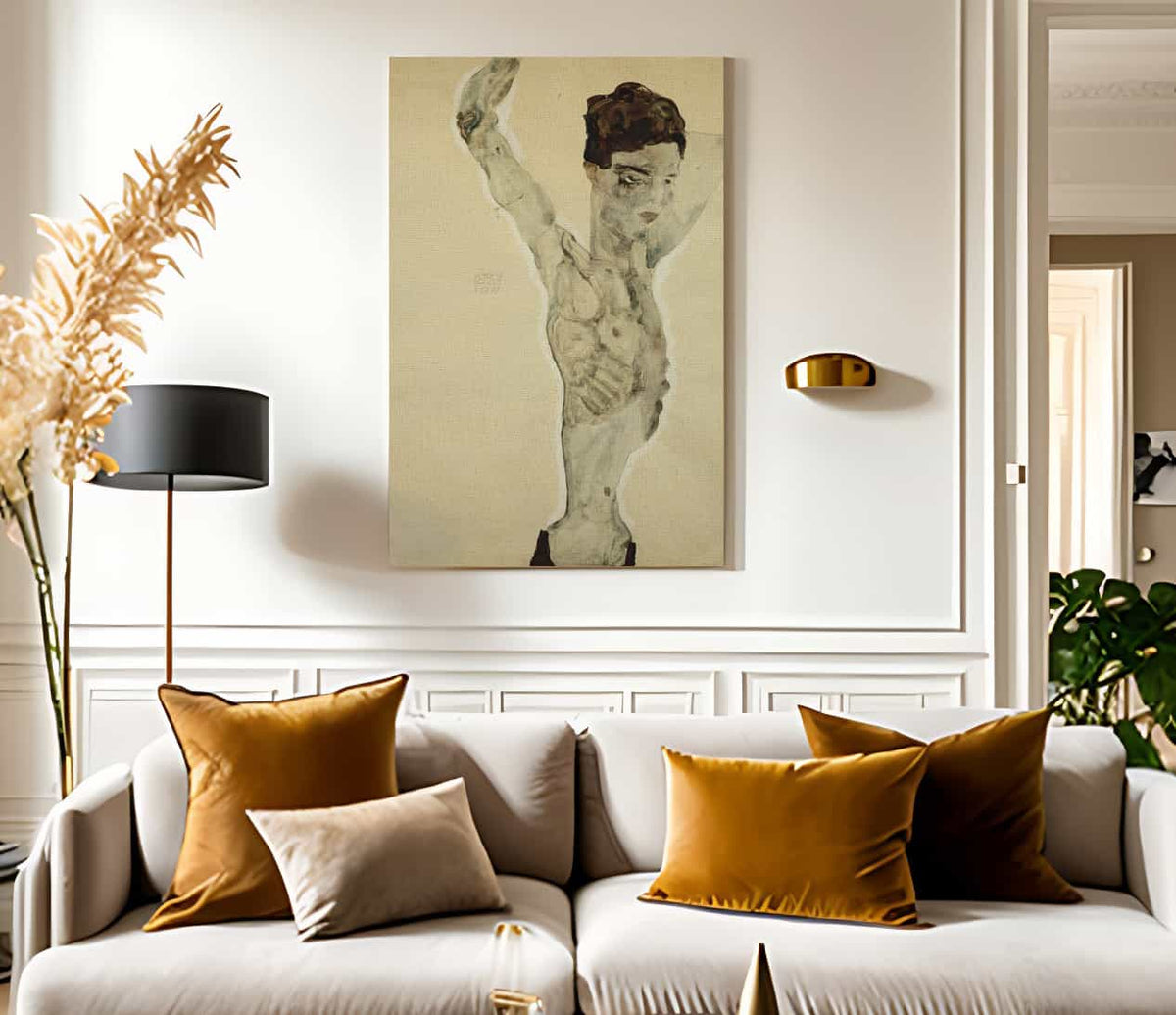 Standing Male Nude By Egon Schiele Fine Art Print