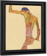 Standing Male Nude With Arm Raised Back View By Egon Schiele Fine Art Print