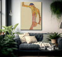 Standing Male Nude With Arm Raised Back View By Egon Schiele Fine Art Print