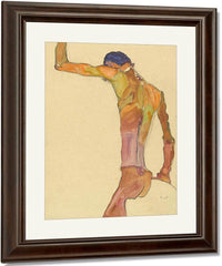 Standing Male Nude With Arm Raised Back View By Egon Schiele Fine Art Print