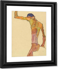 Standing Male Nude With Arm Raised Back View By Egon Schiele Fine Art Print