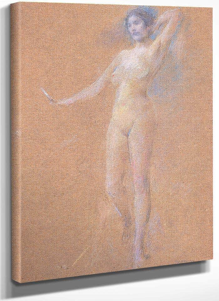 Standing Nude Figure Of A Girl By Thomas Wilmer Dewing Fine Art Print