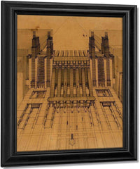 Station Of Airplanes Trains With Funiculars And Lifts On Three Roadways 1914 By Antonio Sant'elia Fine Art Print