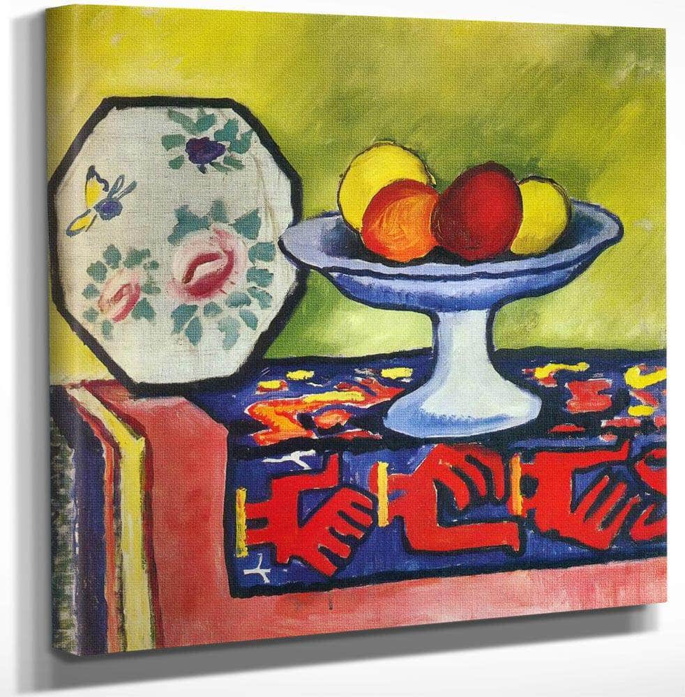Stil Life With Apple Bowl And Japanese Plate By August Macke Fine Art Print