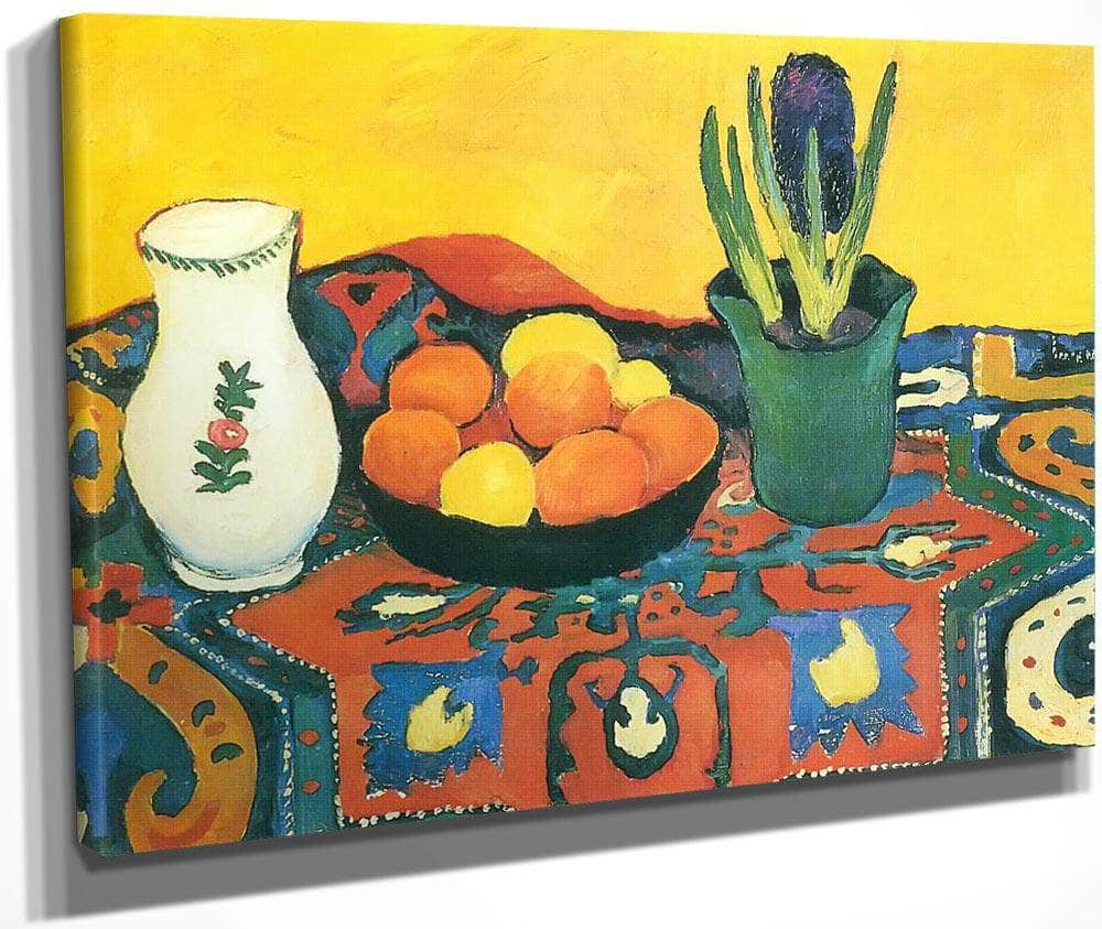 Stil Life With Hyacinthys And Carpet By August Macke Fine Art Print