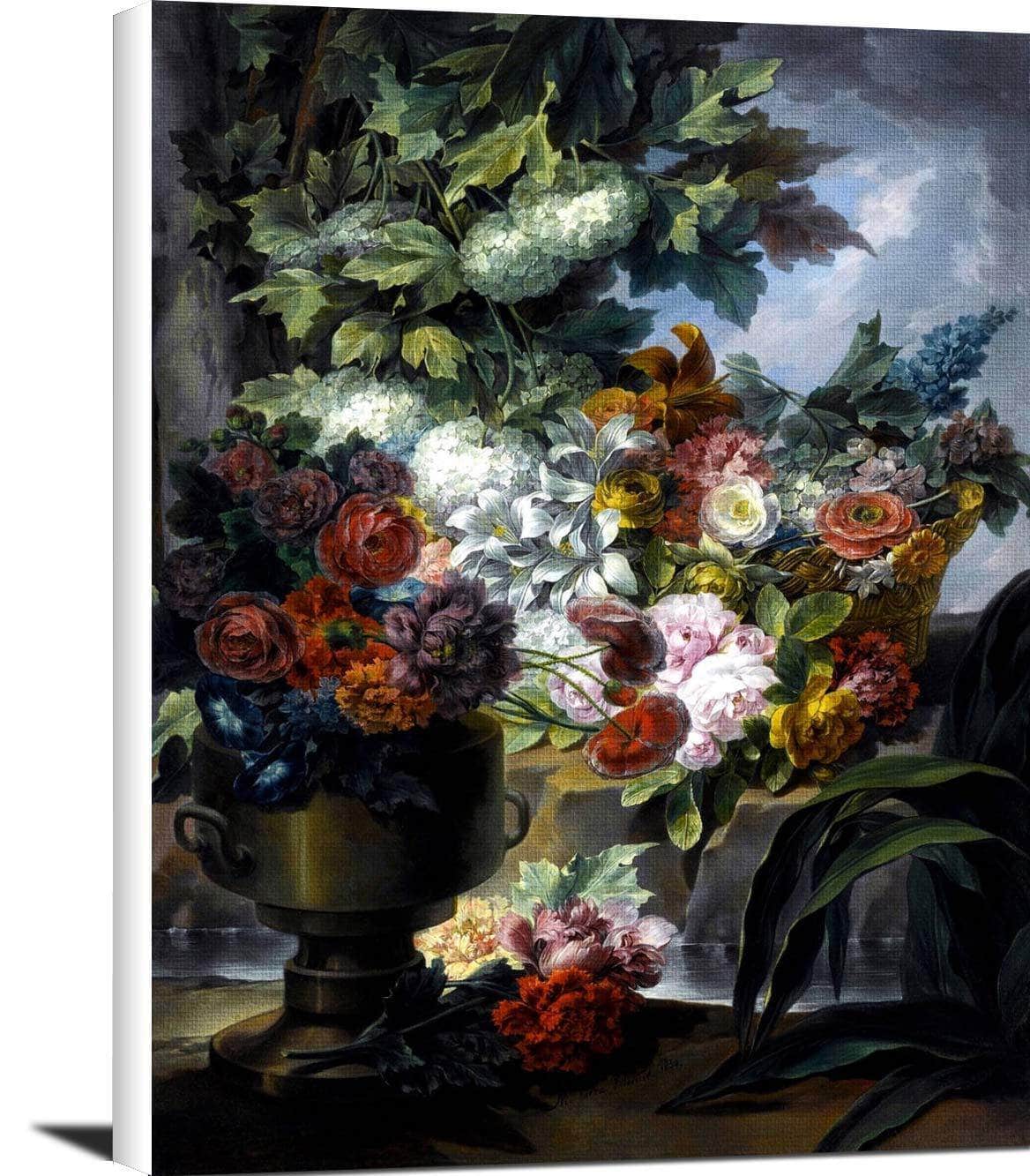 Still Life Fountain Urn Basket Of Roses Painting Miguel Parra Abril Canvas Art Fine Art Print