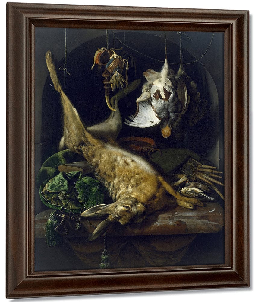 Still Life Of A Dead Hare Partridges And Other Birds In A Niche By Jan Baptist Weenix Fine Art Print