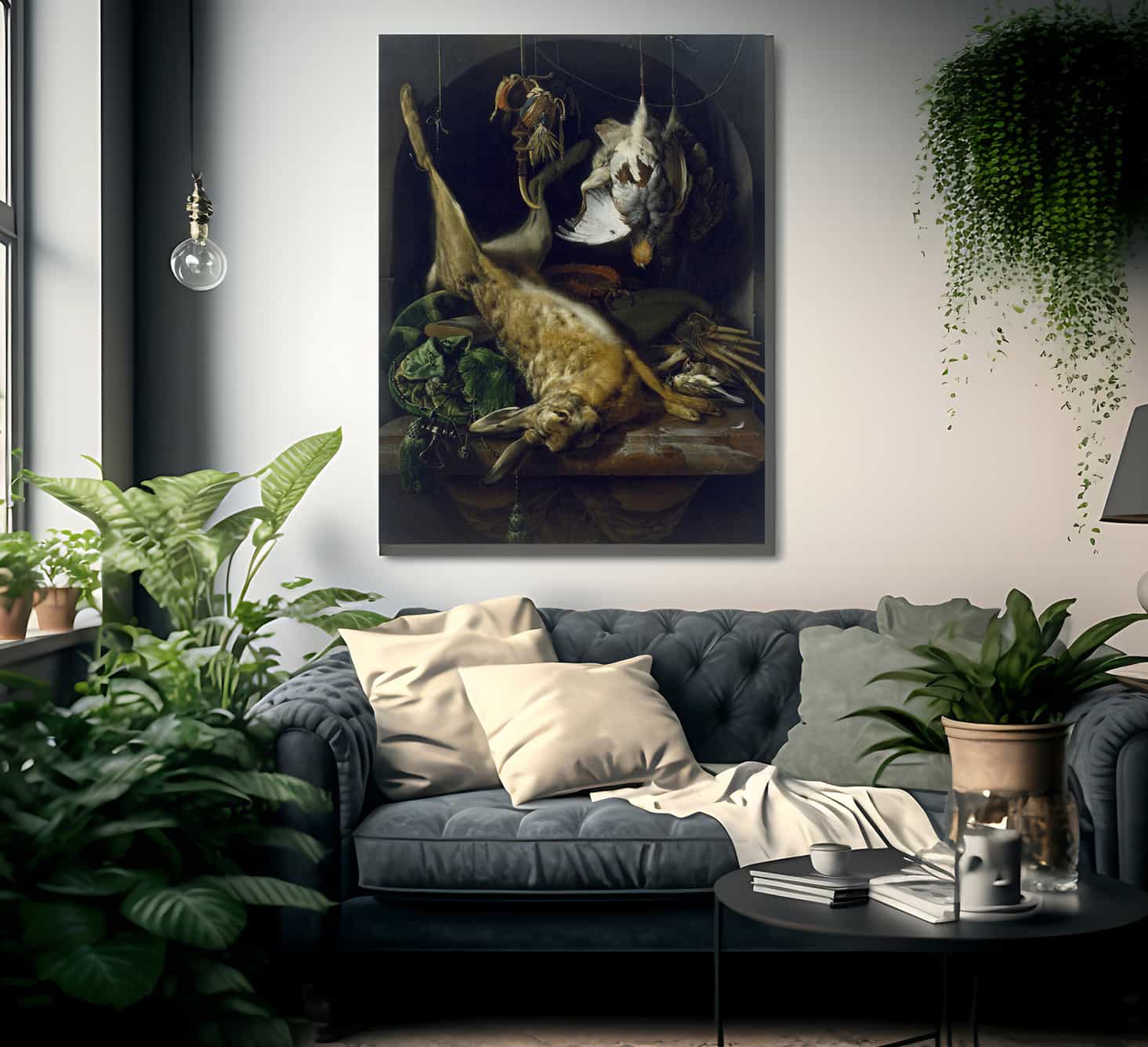 Still Life Of A Dead Hare Partridges And Other Birds In A Niche By Jan Baptist Weenix Fine Art Print