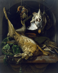 Still Life Of A Dead Hare Partridges And Other Birds In A Niche By Jan Baptist Weenix Fine Art Print