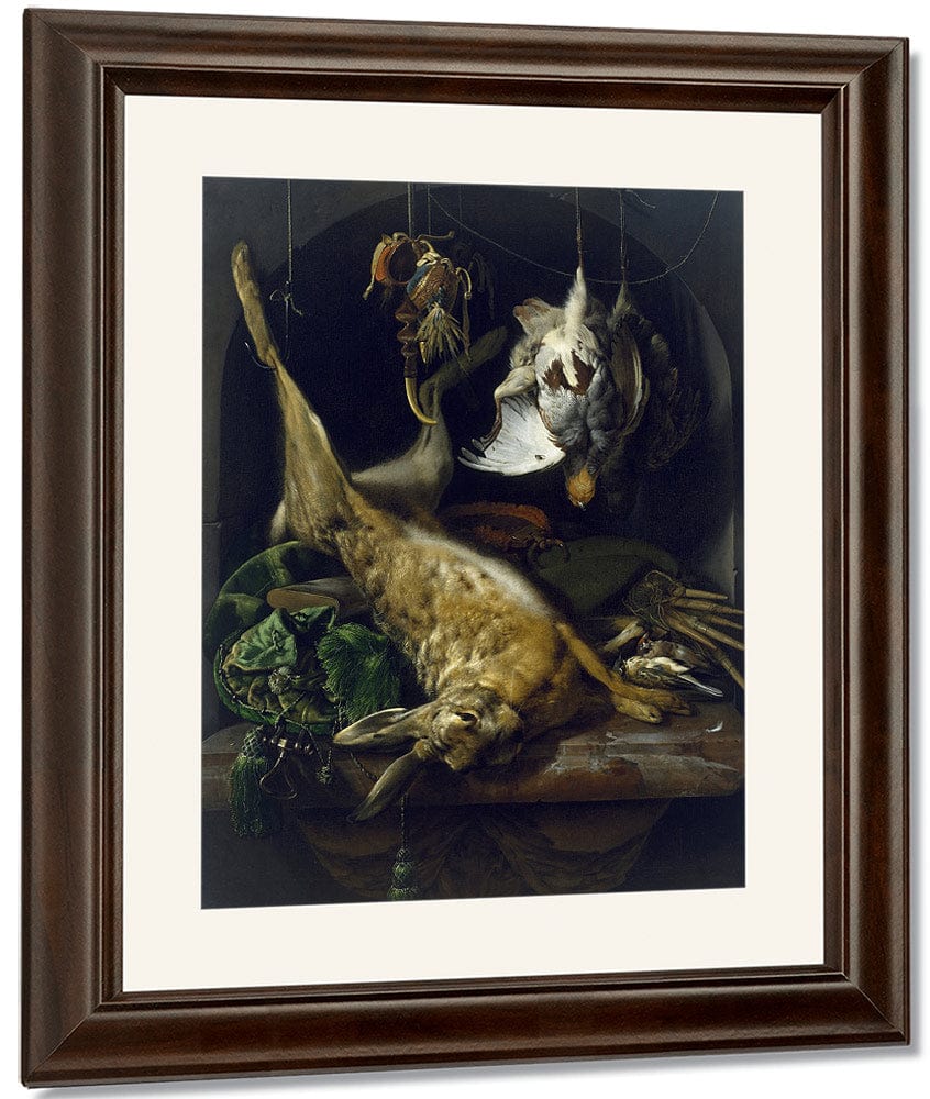 Still Life Of A Dead Hare Partridges And Other Birds In A Niche By Jan Baptist Weenix Fine Art Print