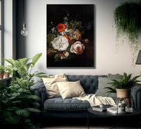 Still Life Of Flowers On A Table Ledge 1700 By Rachel Ruysch Fine Art Print