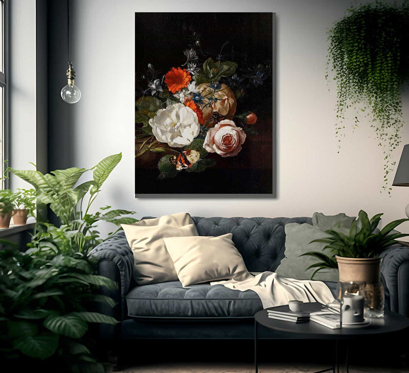 Still Life Of Flowers On A Table Ledge 1700 By Rachel Ruysch Fine Art Print