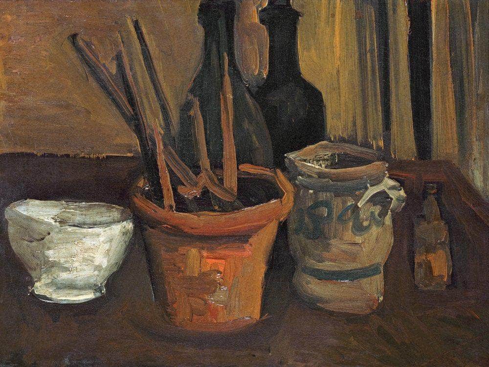 Still Life Of Paintbrushes In A Flowerpot By Vincent Van Gogh Fine Art Print