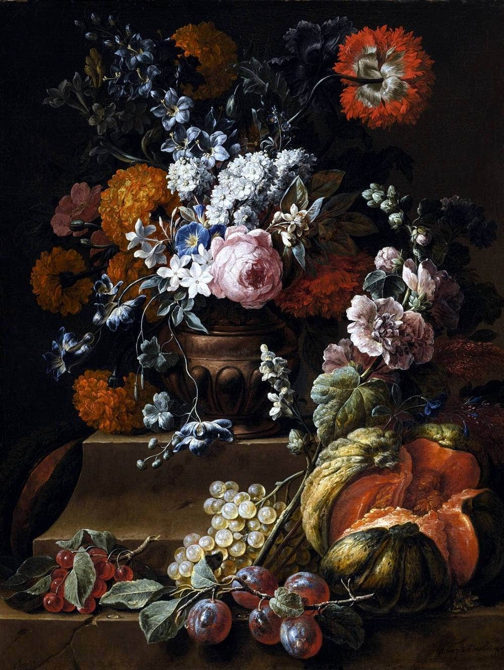 Still Life Various Flowers In A Vase Painting Gaspar Verbruggen Canvas Art Fine Art Print