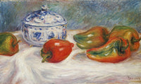 Still Life With A Blue Sugar Bowl And Peppers By Pierre Auguste Renoir Fine Art Print