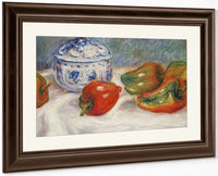 Still Life With A Blue Sugar Bowl And Peppers By Pierre Auguste Renoir Fine Art Print