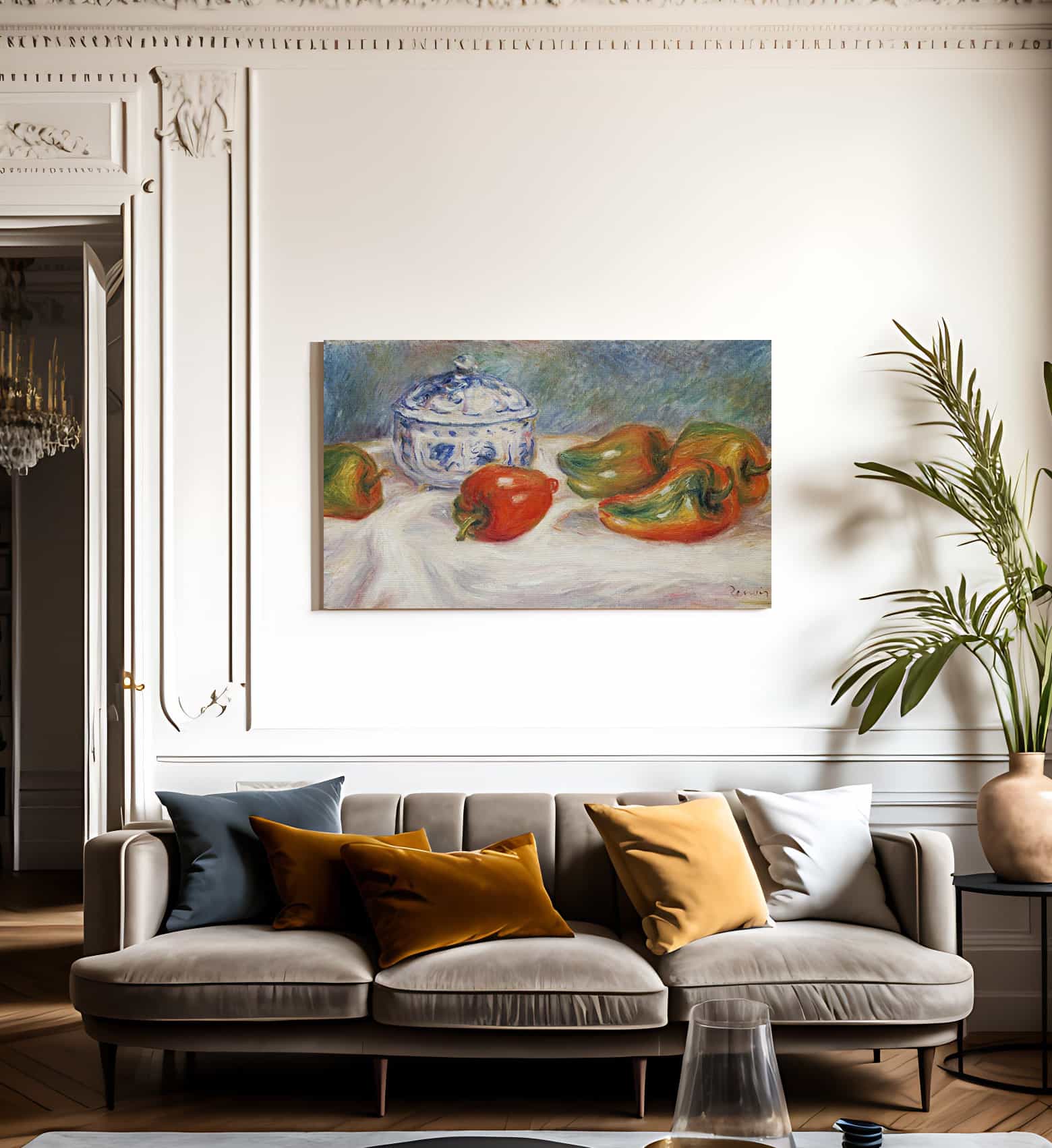 Still Life With A Blue Sugar Bowl And Peppers By Pierre Auguste Renoir Fine Art Print