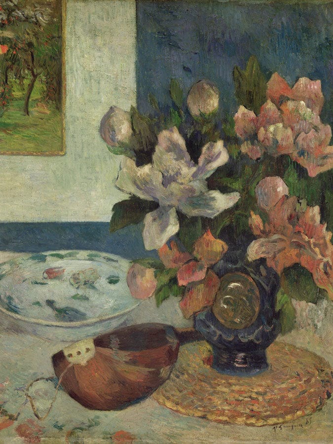 Still Life With A Mandolin By Eugene Henri Paul Gauguin Fine Art Print