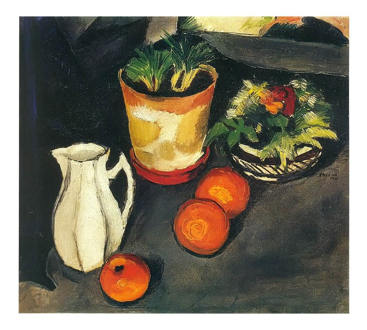 Still Life With A Milk Jug And Flowers by August Macke Print Fine Art Print