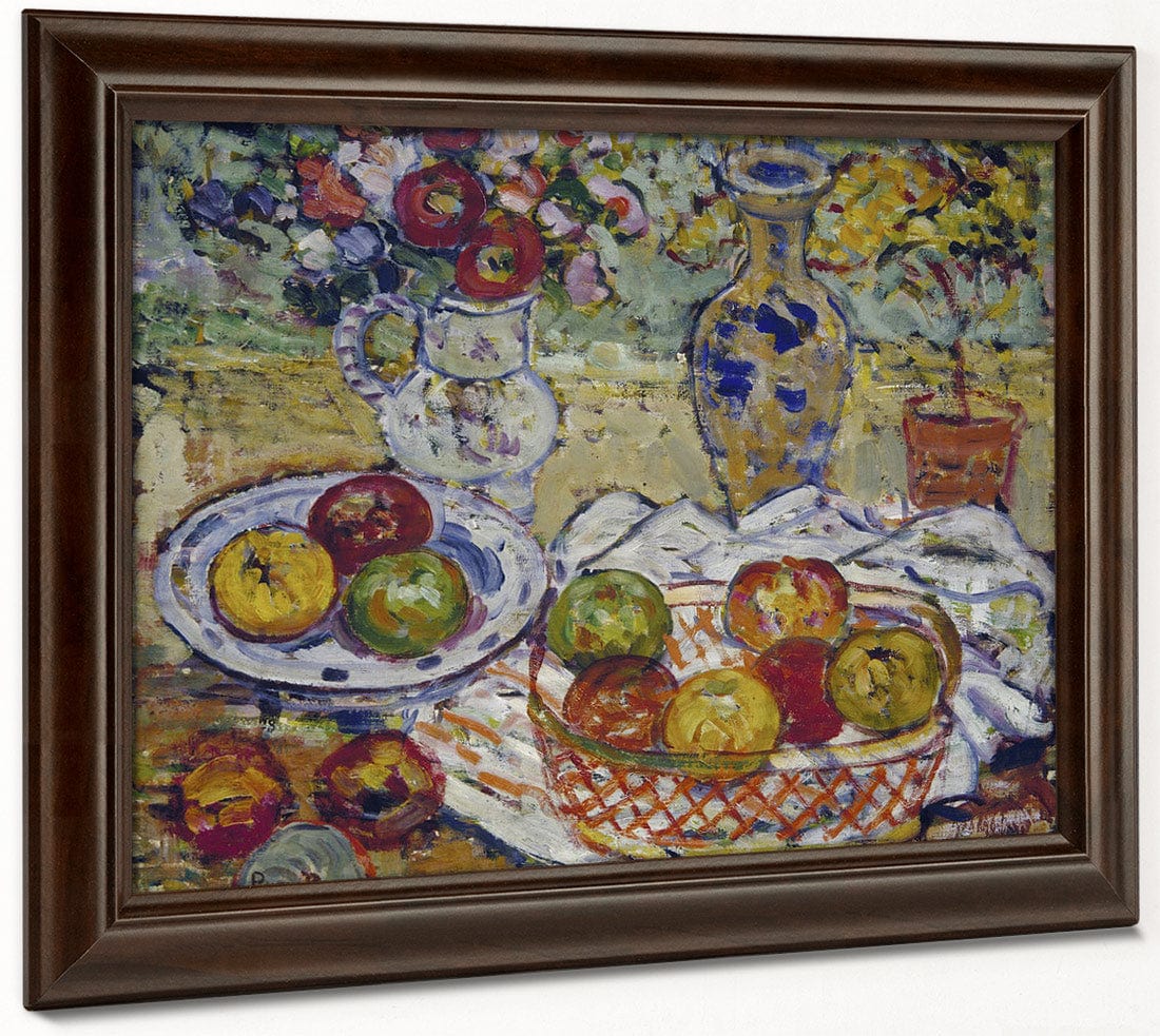 Still Life With Apples And Vase By Maurice Brazil Prendergast Fine Art Print