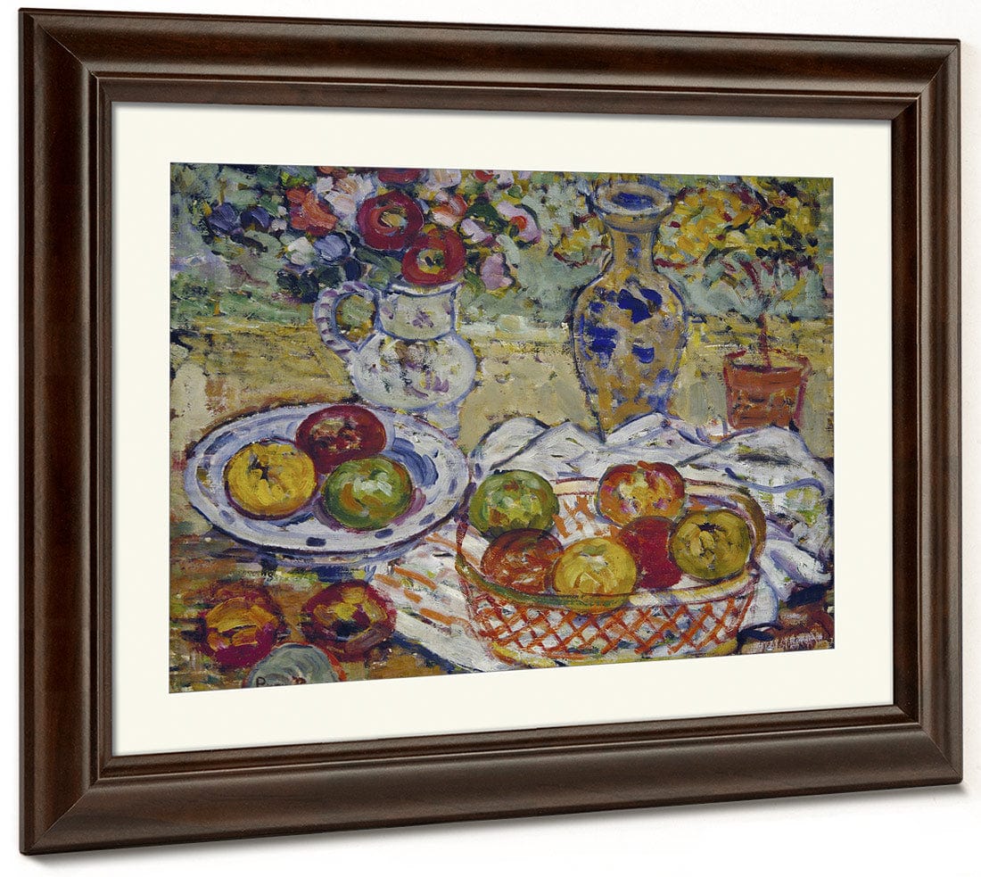 Still Life With Apples And Vase By Maurice Brazil Prendergast Fine Art Print