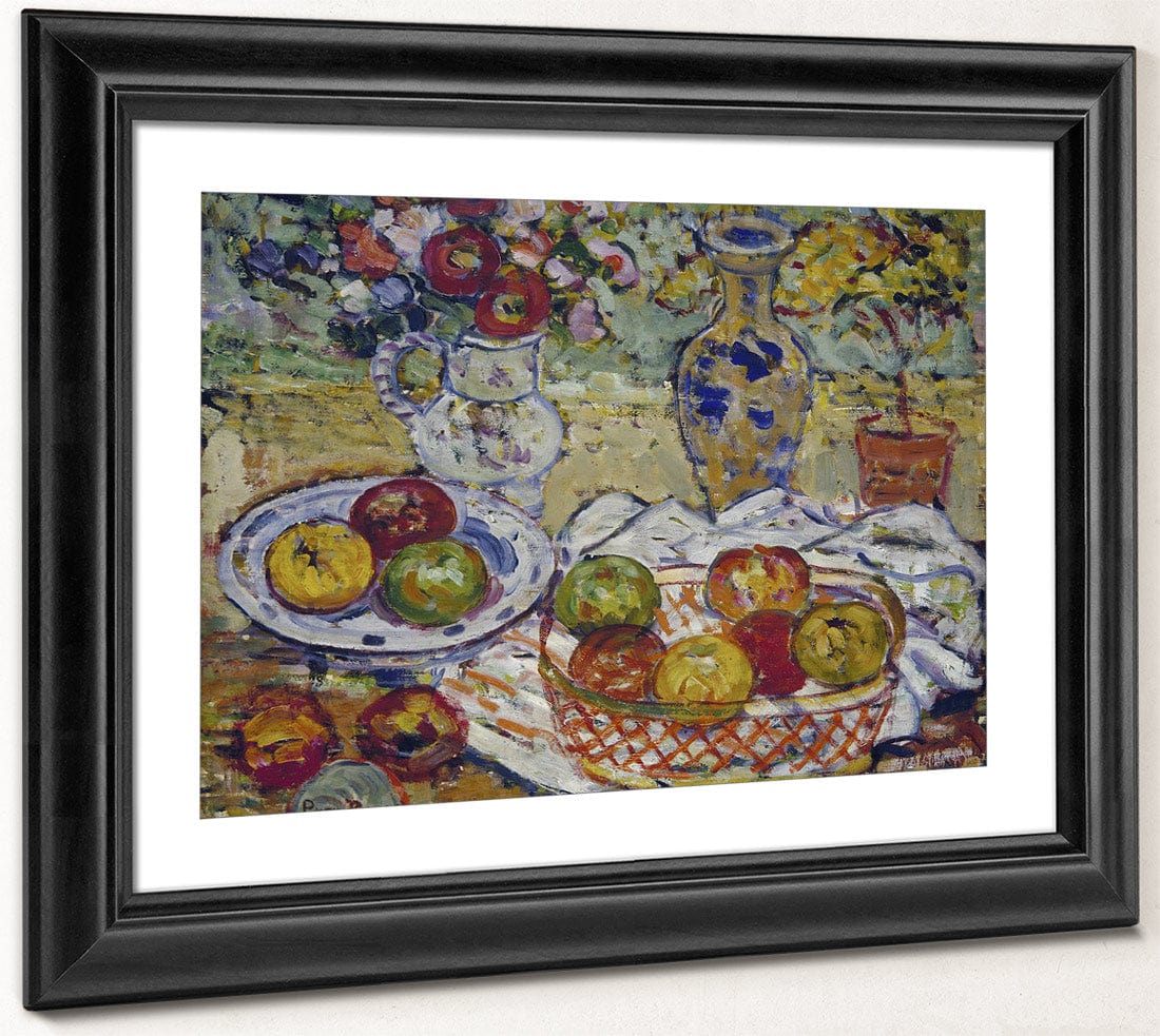 Still Life With Apples And Vase By Maurice Brazil Prendergast Fine Art Print